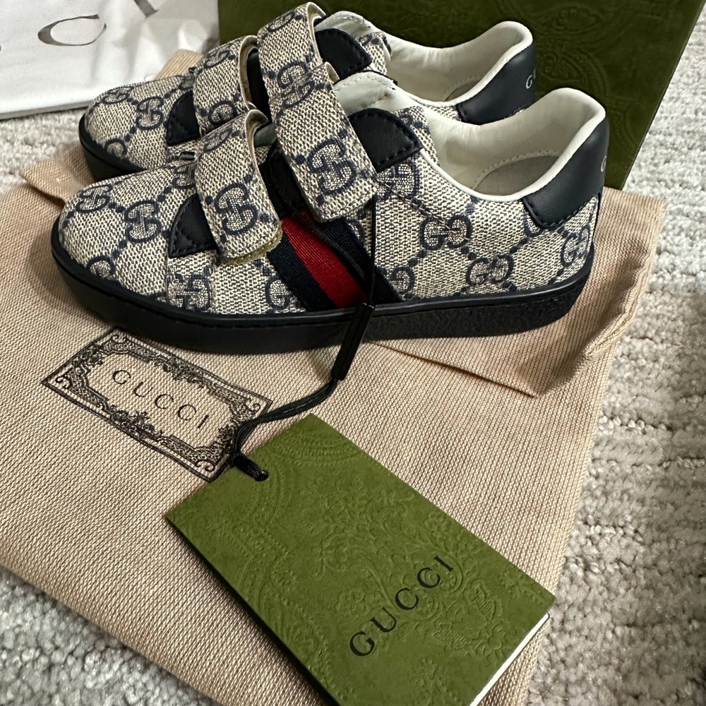 NWT Toddler Gucci Ace Sneakers - blue and grey GG supreme